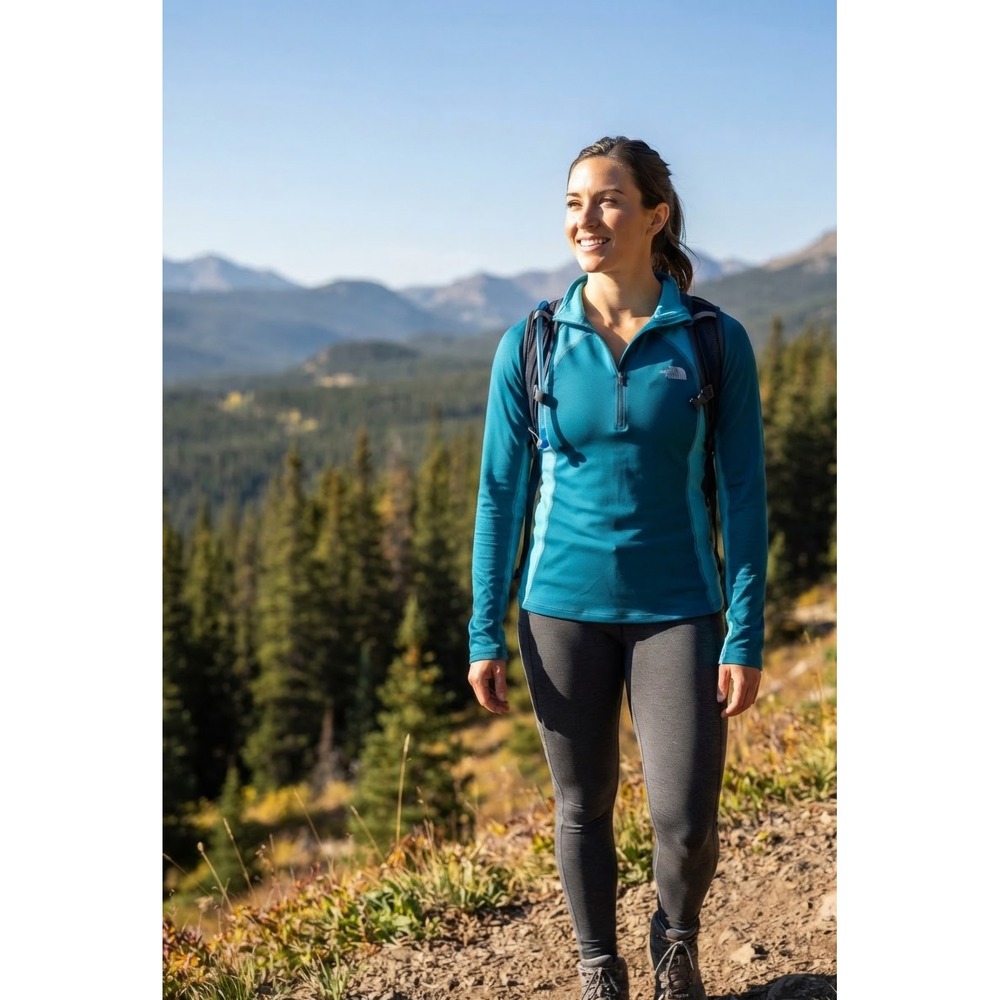 The North Face Flight Series Womens S Blue Quarter Zip Pullover Thumbholes Top